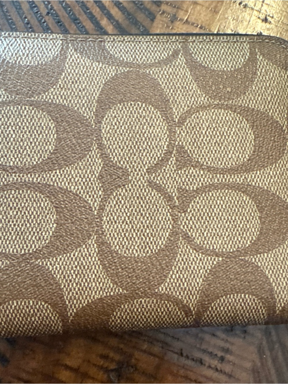 COACH Card Case Signature Leather Medium Zip Around Wallet In Signature Canvas - Picture 2 of 12